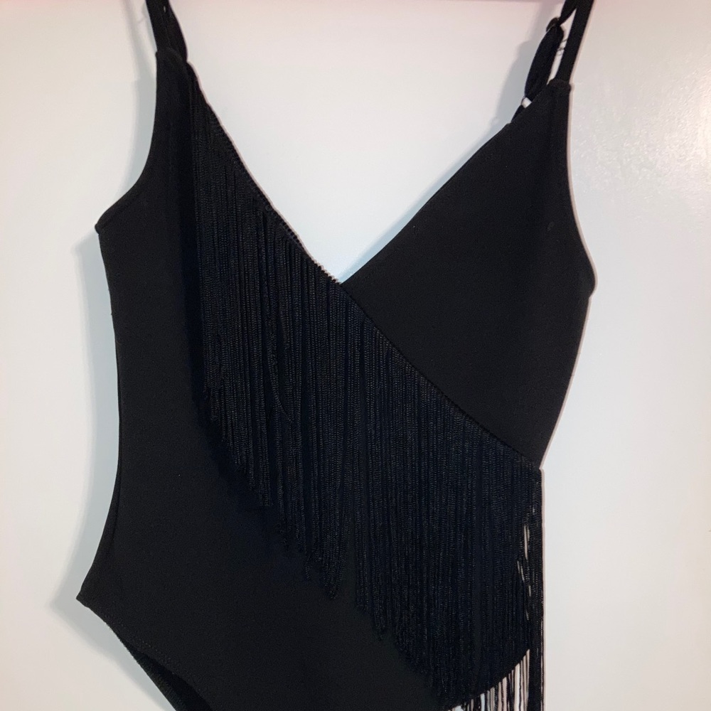 Black Bodysuit with Fringe